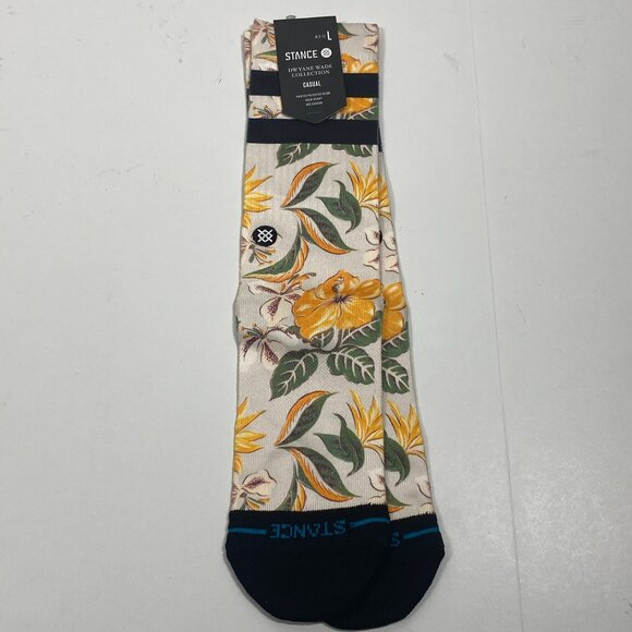 NWT Stance Dwayne Wade Collection - Floral Print - Crew Socks – Large - Picture 2 of 5